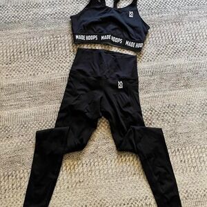 Black sports bra legging set Made Hoops Girl athletic line small